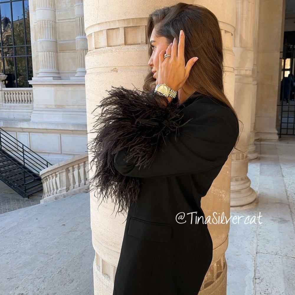 Zara Feather Trim Blazer Black Sz XS NWT - Picture 15 of 17